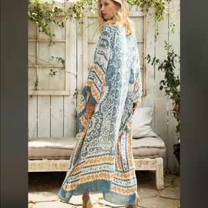 Oversized Damask Boho Print Kimono Duster